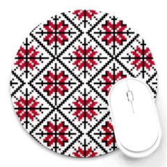 Ukrainian Folk Seamless Pattern Ornament Ethnic Ornament Border Element Traditional Art Round Mousepad by Grandong