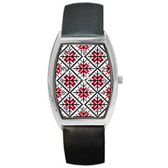 Ukrainian Folk Seamless Pattern Ornament Ethnic Ornament Border Element Traditional Art Barrel Style Metal Watch by Grandong