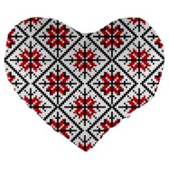 Ukrainian Folk Seamless Pattern Ornament Ethnic Ornament Border Element Traditional Art Large 19  Premium Flano Heart Shape Cushions by Grandong