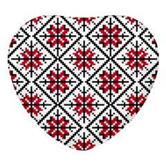 Ukrainian Folk Seamless Pattern Ornament Ethnic Ornament Border Element Traditional Art Heart Glass Fridge Magnet (4 Pack) by Grandong