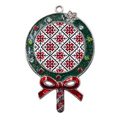 Ukrainian Folk Seamless Pattern Ornament Ethnic Ornament Border Element Traditional Art Metal X mas Lollipop With Crystal Ornament by Grandong