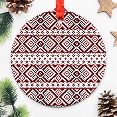 Illustration Of Ukrainian Folk Seamless Pattern Ornament Round Ornament (two Sides)