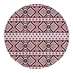 Illustration Of Ukrainian Folk Seamless Pattern Ornament Round Glass Fridge Magnet (4 Pack) by Grandong