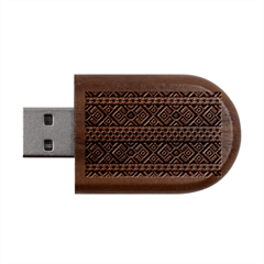 Illustration Of Ukrainian Folk Seamless Pattern Ornament Wood Oval Usb Flash Drive by Grandong