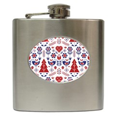 Scandinavian Folk Seamless Pattern Hip Flask (6 Oz) by Grandong