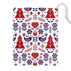 Scandinavian Folk Seamless Pattern Drawstring Pouch (5xl)