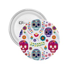 Mexican Floral With Skull Seamless Pattern 2 25  Buttons by Grandong