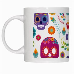 Mexican Floral With Skull Seamless Pattern White Mug by Grandong