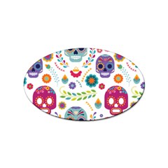 Mexican Floral With Skull Seamless Pattern Sticker (oval) by Grandong