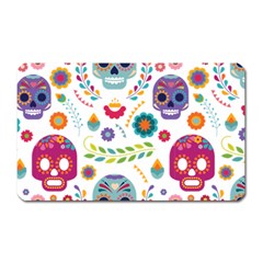 Mexican Floral With Skull Seamless Pattern Magnet (rectangular) by Grandong