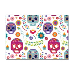 Mexican Floral With Skull Seamless Pattern Sticker A4 (10 Pack) by Grandong