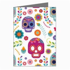 Mexican Floral With Skull Seamless Pattern Greeting Cards (pkg Of 8) by Grandong