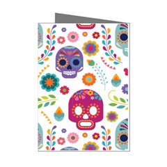 Mexican Floral With Skull Seamless Pattern Mini Greeting Cards (pkg Of 8) by Grandong