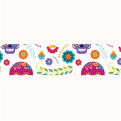 Mexican Floral With Skull Seamless Pattern Large Bar Mat by Grandong