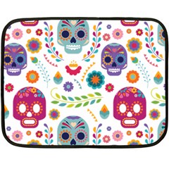 Mexican Floral With Skull Seamless Pattern Two Sides Fleece Blanket (mini) by Grandong