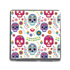 Mexican Floral With Skull Seamless Pattern Memory Card Reader (square 5 Slot) by Grandong