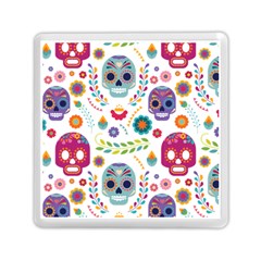 Mexican Floral With Skull Seamless Pattern Memory Card Reader (square) by Grandong