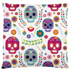 Mexican Floral With Skull Seamless Pattern Large Cushion Case (one Side) by Grandong