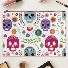 Mexican Floral With Skull Seamless Pattern Cosmetic Bag (xxxl) by Grandong