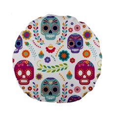 Mexican Floral With Skull Seamless Pattern Standard 15  Premium Round Cushions by Grandong