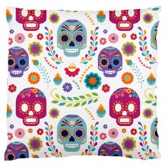 Mexican Floral With Skull Seamless Pattern Standard Premium Plush Fleece Cushion Case (two Sides) by Grandong