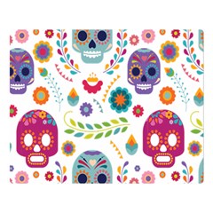 Mexican Floral With Skull Seamless Pattern Two Sides Premium Plush Fleece Blanket (large) by Grandong