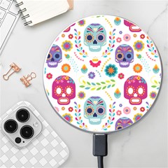 Mexican Floral With Skull Seamless Pattern Wireless Fast Charger(white) by Grandong