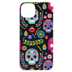 Mexican Floral With Skull Seamless Pattern Iphone 14 Plus Black Uv Print Case by Grandong