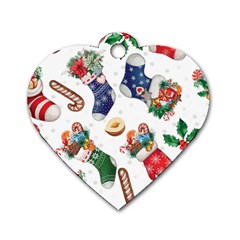 Christmas Socks Gloves Candy Cane Stocking Seamless Dog Tag Heart (two Sides)