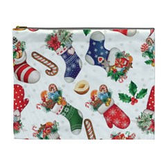 Christmas Socks Gloves Candy Cane Stocking Seamless Cosmetic Bag (xl)