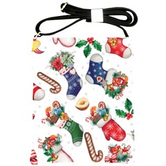 Christmas Socks Gloves Candy Cane Stocking Seamless Shoulder Sling Bag by Grandong