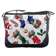 Christmas Socks Gloves Candy Cane Stocking Seamless Messenger Bag