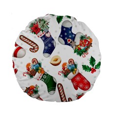 Christmas Socks Gloves Candy Cane Stocking Seamless Standard 15  Premium Round Cushions