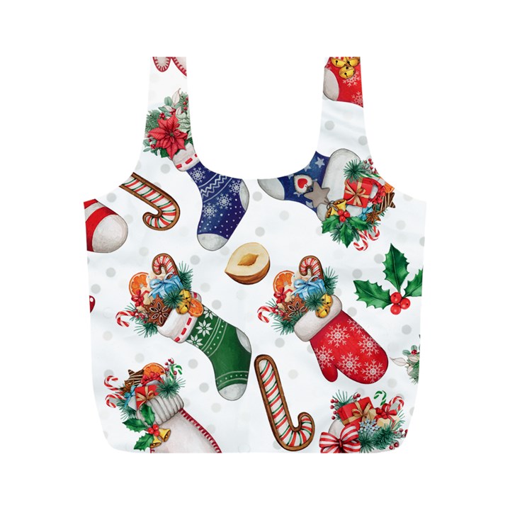 Christmas Socks Gloves Candy Cane Stocking Seamless Full Print Recycle Bag (M)