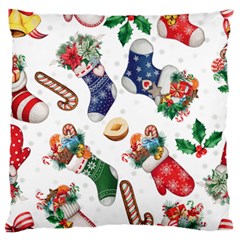 Christmas Socks Gloves Candy Cane Stocking Seamless Standard Premium Plush Fleece Cushion Case (one Side)