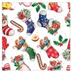 Christmas Socks Gloves Candy Cane Stocking Seamless Square Satin Scarf (36  x 36 ) Front