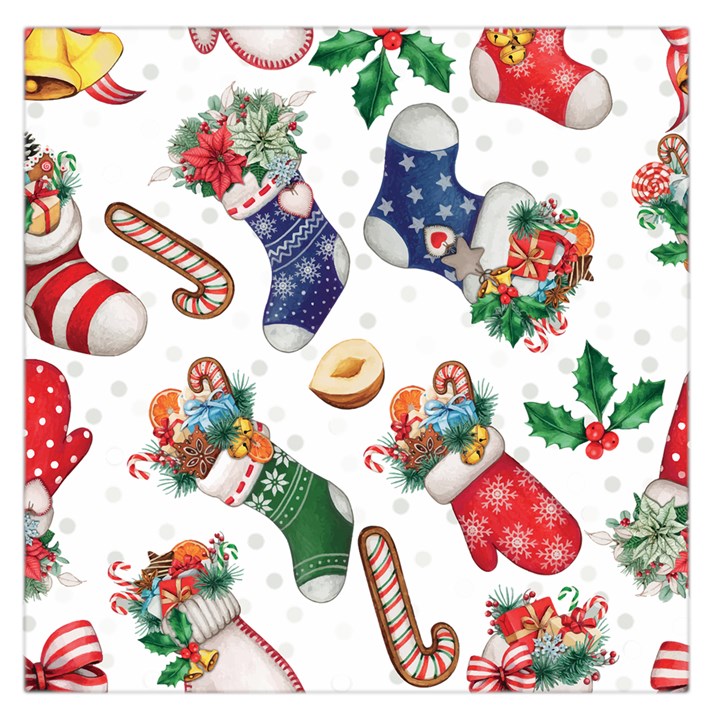 Christmas Socks Gloves Candy Cane Stocking Seamless Square Satin Scarf (36  x 36 )