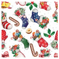 Christmas Socks Gloves Candy Cane Stocking Seamless Wooden Puzzle Square