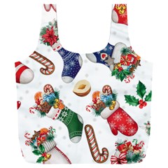 Christmas Socks Gloves Candy Cane Stocking Seamless Full Print Recycle Bag (xxxl) by Grandong