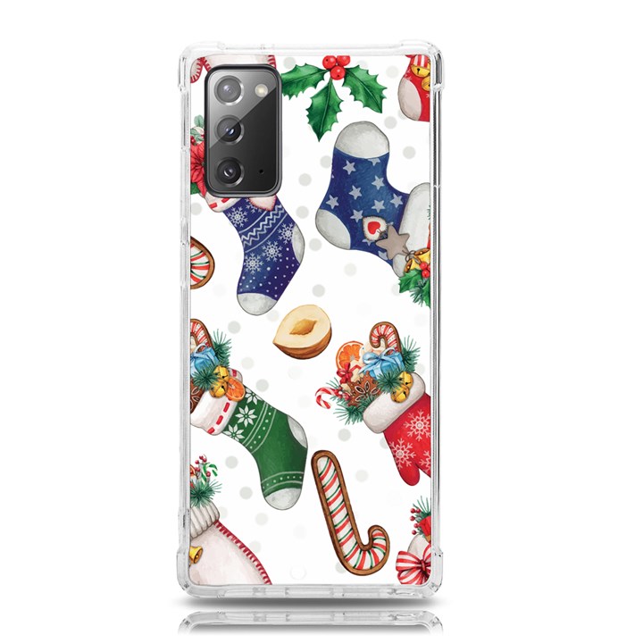 Christmas Socks Gloves Candy Cane Stocking Seamless Samsung Galaxy Note 20 TPU UV Case