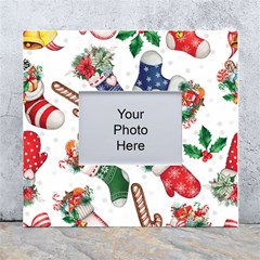 Christmas Socks Gloves Candy Cane Stocking Seamless White Wall Photo Frame 5  X 7 