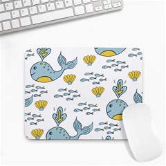 Whale Cartoon Whale Seamless Cartoon Character Animals Leaf Small Mousepad by Grandong