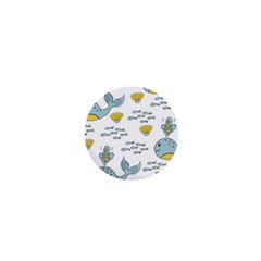 Whale Cartoon Whale Seamless Cartoon Character Animals Leaf 1  Mini Magnets by Grandong