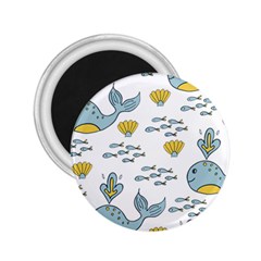 Whale Cartoon Whale Seamless Cartoon Character Animals Leaf 2 25  Magnets by Grandong