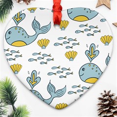 Whale Cartoon Whale Seamless Cartoon Character Animals Leaf Ornament (heart)