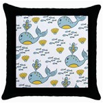 Whale Cartoon Whale Seamless Cartoon Character Animals Leaf Throw Pillow Case (Black) Front