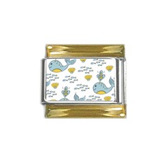 Whale Cartoon Whale Seamless Cartoon Character Animals Leaf Gold Trim Italian Charm (9mm) by Grandong