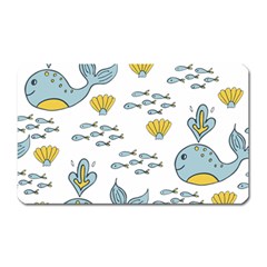 Whale Cartoon Whale Seamless Cartoon Character Animals Leaf Magnet (rectangular) by Grandong