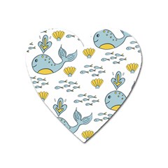 Whale Cartoon Whale Seamless Cartoon Character Animals Leaf Heart Magnet by Grandong