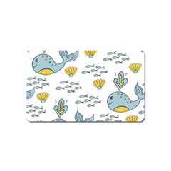 Whale Cartoon Whale Seamless Cartoon Character Animals Leaf Magnet (name Card) by Grandong